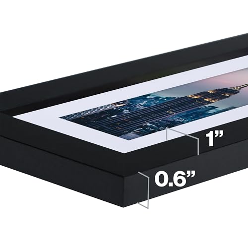 Frame Amo 11x14 Black Picture Frame with 7.5x9.5 White Mat Opening for 8x10 Image, 1 Inch Border, Acrylic Face, for Wall or Table - Thumbnail 3