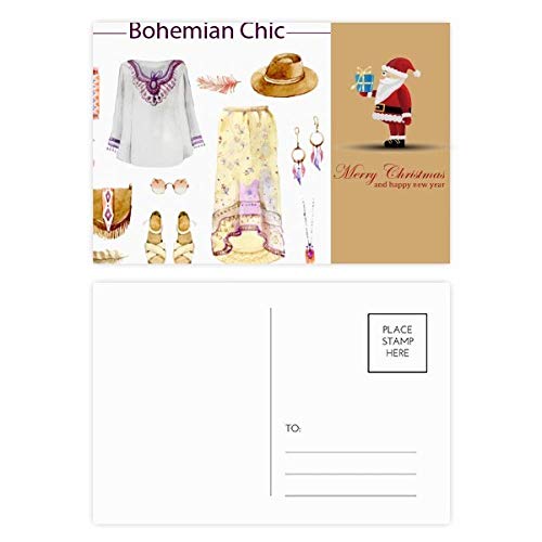 Cartes postales Père Noël peintes à la main Bohe Mia Wind - Lot de 20