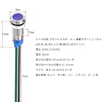 Gebildet 10Stück 6mm 3V-4.5V-5V-6V-7.5V-9V LED Metall Kontrollleuchte Wasserdichte Signallampe Pilot Dash mit Draht (Rot/Orange/Blau/Grün/Weiß) – Ansicht 6