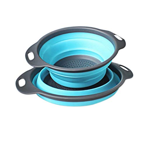 Gamloious 2pcs Silicone Pliable Passoire Fruits légumes Panier à Linge Passoire Pliable égouttoir Outil de Cuisine Panier Pliable Fruit