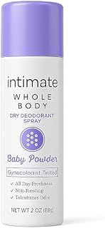 Feminine Deodorant Spray for Intimate & Body Use, Baby Powder Scent, Talc-Free, pH-Balanced, Odor-Control Dry Mist for All-Day Freshness, 2 oz