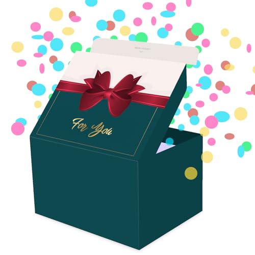FETTIPOP Gift Box Surprise Exploding KIT (Bow), Confetti Explosion Birthday, Party, Father’s and Mother’s Day, Graduations, Anniversaries, Any Occasion - 7.1x5.5x4.3 in