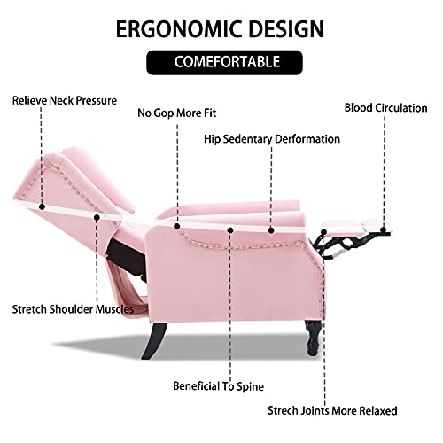 Altrobene Velvet Accent Chair, Push Back Recliner Chair, Wingback Arm Chair For Living Room/Bedroom/Home Theater/Reception Area, Pink #TOP3