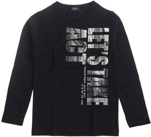 Amazon グラソス Vortex天竺 縦ロゴフォトプリント 長袖 Tシャツ キッズ ジュニア 150 クロ Tシャツ カットソー 通販