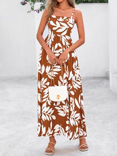 Image of PRETTYGARDEN Women Summer Maxi Dresses 2026 Spaghetti Strap Boho Floral Striped Wedding Guest Beach Vacation Flowy Long Dress