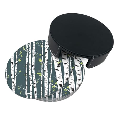 Dessous de verre imprimé bouleau en polyuréthane, décoration de table et maison - 5