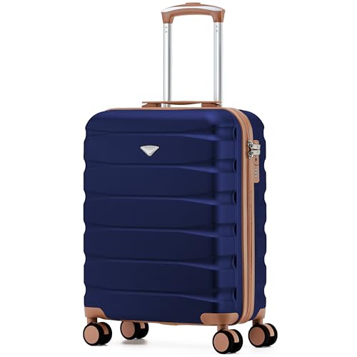 Flight Knight Lightweight Travel Suitcase 56x45x25cm | Hard Shell Carry On Luggage with Aluminum Telescopic Handle, 8 Wheel & TSA Lock | Approved for British Airways, Jet2 & EasyJet Overhead Bag