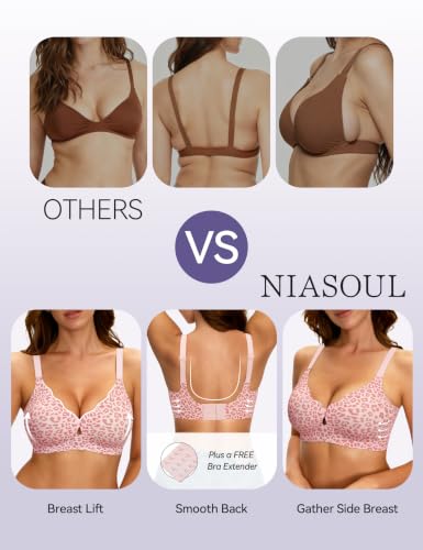 NIASOUL Wireless Bras for Women, No Underwire Seamless Push Up T-Shirt Bra - image 3