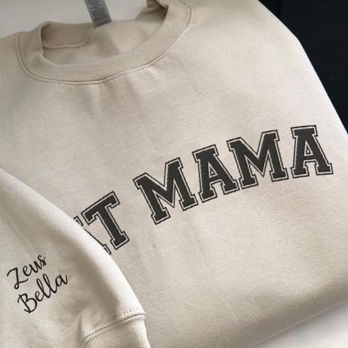 Custom Embroidered Sweatshirt, Personalized Cat Mom Crewneck for Women, Cat Mama Shirt Gifts2