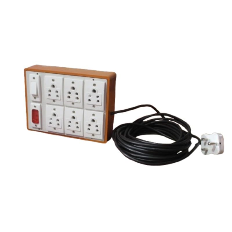 8-Socket Extension Board with Switch, 7 Meter Cord, White and Brown-image-32