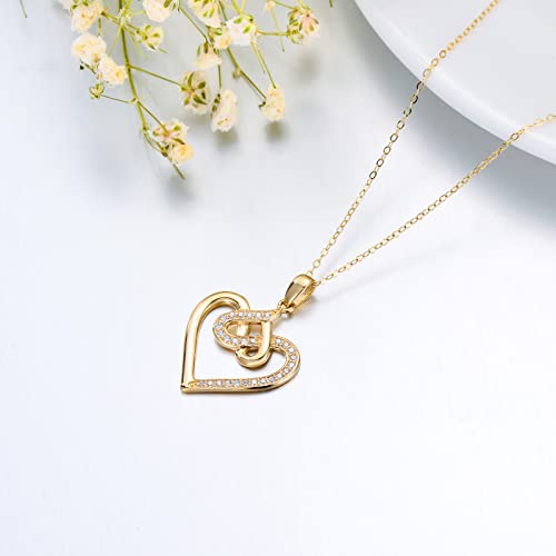 SISGEM 14K Real Gold Heart Pendant Necklace for Women, Forever Love You Yellow Gold Infinity Heart Pendant Fine Jewelry Gifts for Her Mom Wife 16-18 inch4