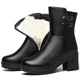 Generisch Winterstiefel Damen Gefüttert Winterschuhe Warm Seitlichem Reißverschluss Winterboots Elegant Stiefeletten Schwarz herbst Freizeit Schnürstiefel mit absatz