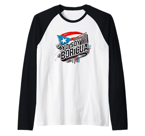 Yo Soy Boricua Drapeau Portoricain Radio Musique Salsa Cool Fun Manche Raglan