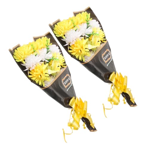 Holibanna 2 Piezas Unidades Ramos Flores Artificiales Cementerio Decoración Conmemorativa Resistente para Lápidas y Monumentos