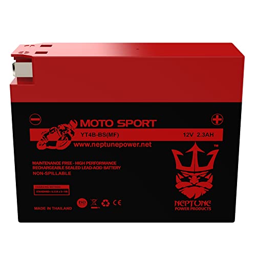 Neptune Power Products Brand YT4B-BS Power Professional Rechargeable Sealed Lead Acid Battery Replacement for WP4B-BS Compatible with Yamaha Suzuki DR-Z70 TTR-50E TTR50E TTR-90E TTR90E