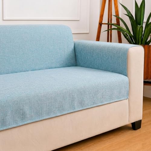 Image of STITCHNEST 'ComfyNest Series' 1 Seater Sofa Cover | Full Coverage with Armrest Pocket | Elegant Jute Fabric, Washable & Durable for Modern Living