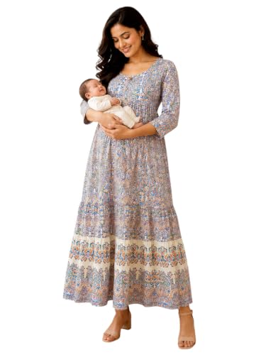 Image of RITIJYA Feeding Kurta for Women with Zip | Maternity Kurti for Nursing Mothers | Concealed Zipper, Extra Pleats Pre to Post Pregnancy | Quick-Dry Comfort Fabric | S-4XL