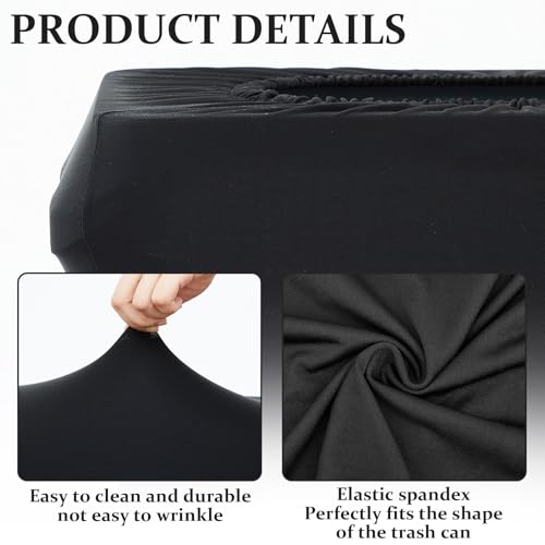 Image of Windyun 20 Pcs 23 Gallon Spandex Stretchable Trash Can Cover Wedding Party Fundraiser Decorations for Home Garden (Not Include Trash Can) (Black)