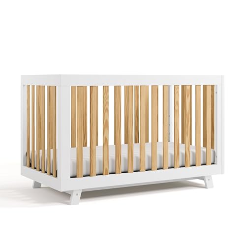 Image of Storkcraft Beckett 3-in-1 Convertible Crib, White and Natural