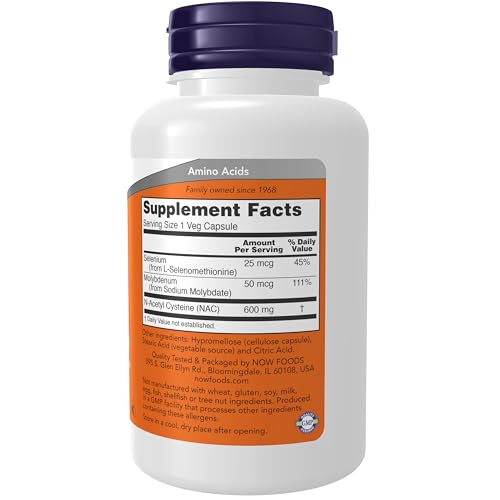 Image of Now Supplements, NAC (N-Acetyl Cysteine) 600 mg with Selenium, 100 Capsules (Pack of 12)