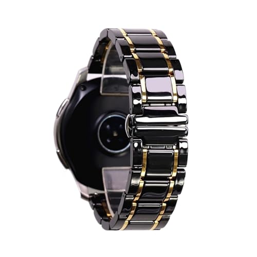 Cong Yi 20mm 22mm �X�`�[�� �Z���~�b�N �X�g���b�v Samsung Galaxy Watch4 5 40mm 45 44mm Pro ���v�o���h ���X�g�o���h �x���g �u���X���b�g�ƌ݊�������(Black and gold,20mm)