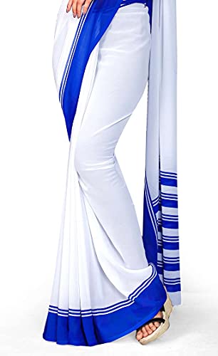Image of Uniform Sarees Corp Women's Polyester, Cotton Saree With Blouse Piece