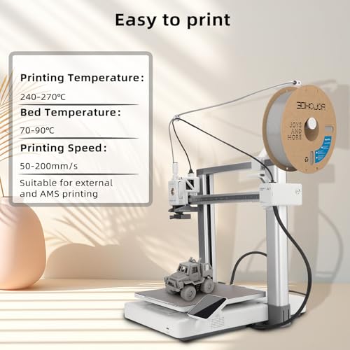 Image of 3DHoJor Update Basic PETG Filament 1.75mm, PETG 3D Printer Filament, 2.2 LBS (1KG) Cardboard Spool, Fit Most FDM 3D Printer, Silver