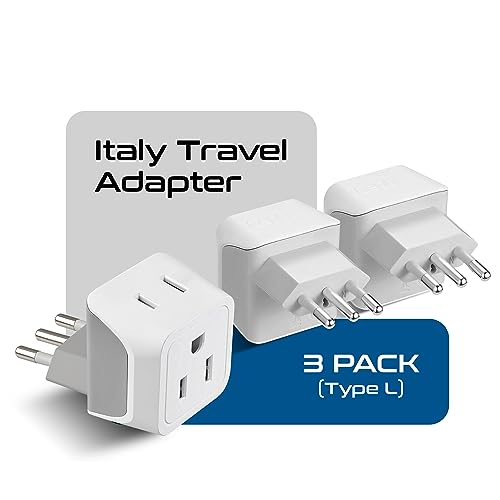 image for Ceptics Italy Travel Plug Adapter, Chile Plug Adapter with Dual USA In