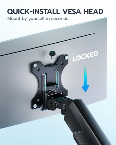Image of ARES WING Heavy Duty Single Monitor Arm - Fully Adjustable Monitor Mount for 17 inch-40 inch Ultrawide Screens up to 26.4 lbs with Clamp /Grommet Desk Mount, 75 /100 Vesa Mount, Black