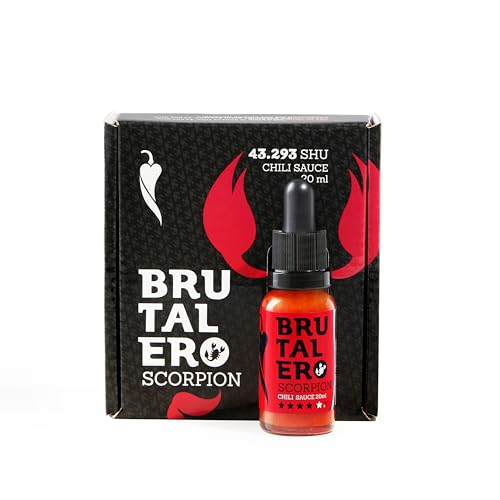 Brutalero Scorpion 20 ml – Salsa Picante Extrema con Cuentagotas – Desafío Picante Trinidad Scorpion – 43.293 SHU – Regalo Gourmet para Valientes
