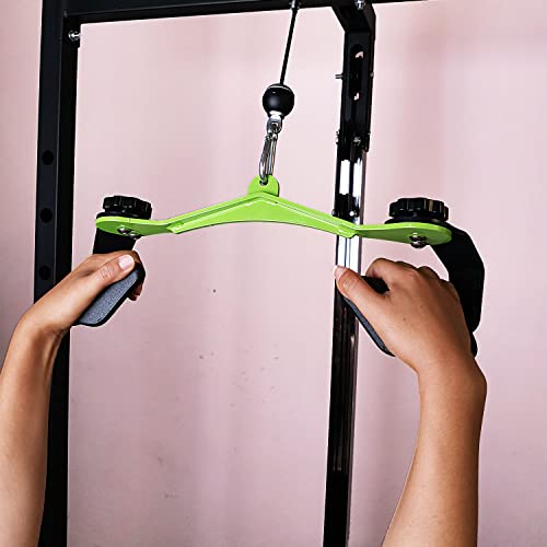 Image of Adjustable Lat Pull down Bar, Cable Machine Attachments for Gym, Home Gym Fitness T-bar Row Pulldown Attachments, Lat Pull Down Machine Wide Grip Neutral Grip Handle