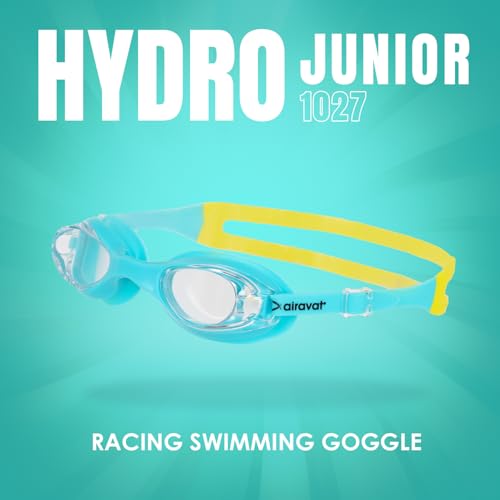 Image of AIRAVAT Hydro 1027 Swimming Goggles, Adjustable Pool Goggles For Adult, Youth, Boys & Girls, Optic Quality Poly carbonate Lenses, 100% UV Protection Anti-fog Coated, Ultra Durable (Light Blue)