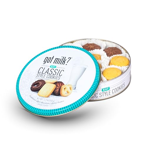 Image of got milk? Classic Style Cookies, Chocolate & Butter Cookies, 12-Oz. Cookie Tin, Traditional Style Danish Butter and Chocolate Cookies for Dessert or Snack, Gift Tin, Retail Pack (Pack of 2)