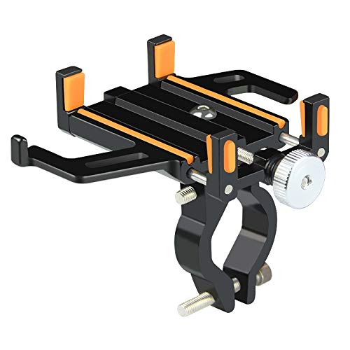 AiJia Fashion Aluminum Universal Bicycle Phone Mount Holder MTB Mountain Bike Motorcycle Handlebar Clip Stand for 3.5 Phone Holder (Color : Orange)