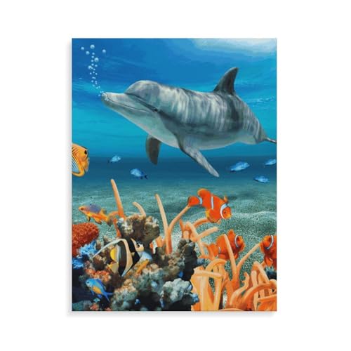 Kit peinture numéro dauphin bleu 24 couleurs adultes débutants