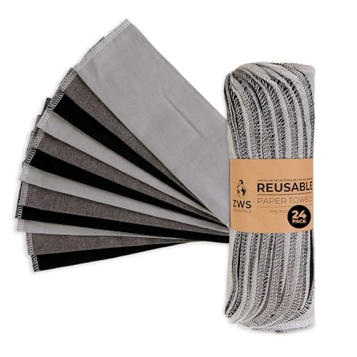 Zero Waste Reusable Paper Towels, Organic Cotton Flannel Wipes for
