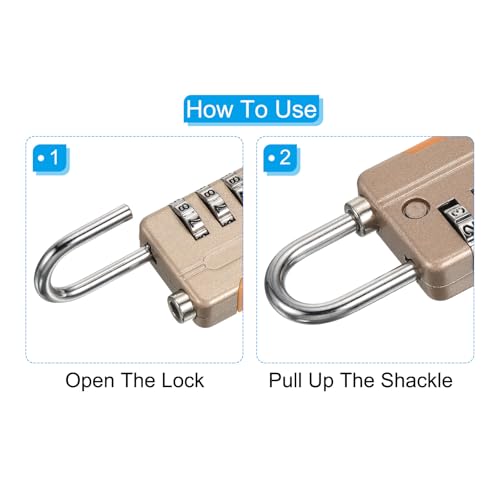 Image of PATIKIL Security Steel Cable with 4 Digit Combination Lock, 2 Set 6.6Ft Coated Safety Wire Rope Double Loop Padlock for Outdoor Travel Luggage, Yellow