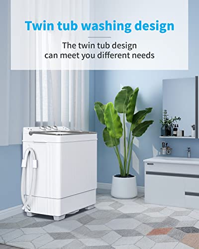 Rovsun 26LBWASHER-GREY 26Lbs Twin Tub Portable Washing Machine, Semi-Automatic Mini Washer thumb #1
