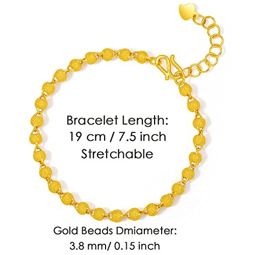 999 24K Solid Gold Bracelets for Women, Real Pure Gold Charm Gold Bead Gold Bracelet for Women Men Mom Girlfriend4