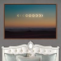 Framed Canvas Wall Art Moon Phase Aerial Astronomy & Space Expressive Global Moon Multicolor Photography Realism Warm - 16x24 inches