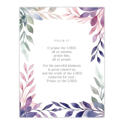 Artery8 Psalm 117 Praise the Lord All You Nations Old Testament Jesus Christ Christian Bible Faith God Quote Revelations Flowers Artwork Unframed Wall Art Print Poster Home Decor Premium