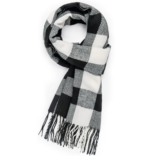Chalier Fashion Herren Lange Winterschal Tartan Schal Warm und Weiche Schal Herren Damen kariert Braun Schwarz
