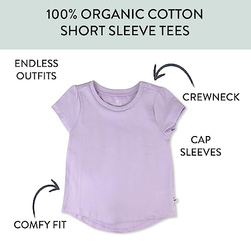 Image of HonestBaby Baby-Girls 5-Pack Puff Sleeve T-Shirts 100% Organic Cotton Baby, Toddler, Little Kid, Girl