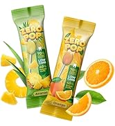ZERO POP LOLLI Mix Ananas &amp; Orange | 40 pièces | 70% moins de calories | Sans sucre, doux pour les dents...
