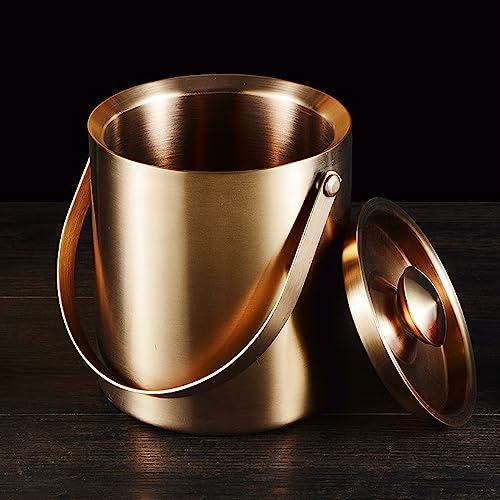 Cubitera aislada acero inoxidable de 2 litros con tapa elegante oro rosa 5