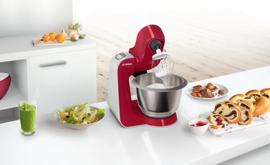 Bosch Série 4, Machine de cuisine, Mum 5, 1000 W, Rouge, Argent