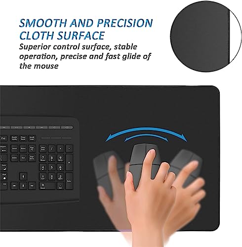 Image of LL-COEUR Black XXL Laptop Mouse Mat 27.5x15.7x0.12inch, Large Desk Protector Pad with Non-Slip Rubber Base for Gamer, Office, Home (27.5 inchx15.7 inchx0.12 inch)