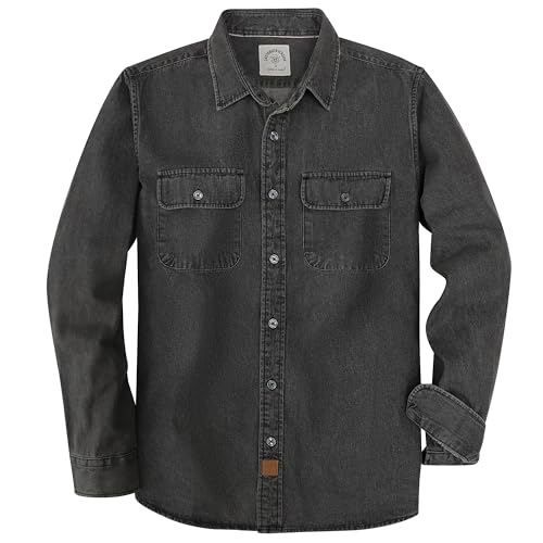 Dubinik Denim Shirt, Dark Grey, Men's Regular Fit, Long Sleeve,