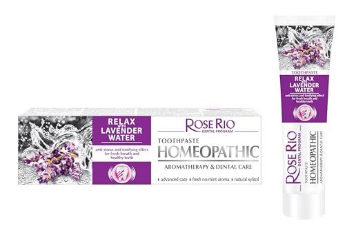 Edinco Rose-Rio Pasta de dientes de lavanda natural, pasta de dientes sin flúor para adultos y niños con lavanda relajante, sin SLS ni microplásticos, ayuda para dormir ayuda a secar la boca y la