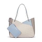 Calvin Klein Zoe Chain Tote, Vanilla/Khaki/Dusty Blue, One Size